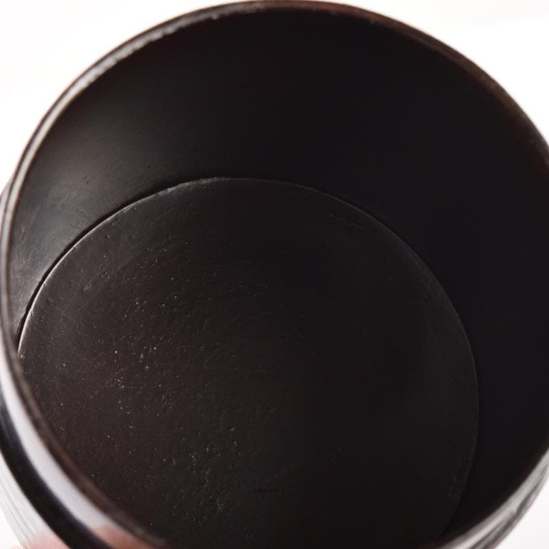 マル　茶道具　山中塗　中村宗悦作　真塗曲　雪吹棗　共布共箱　V　7456