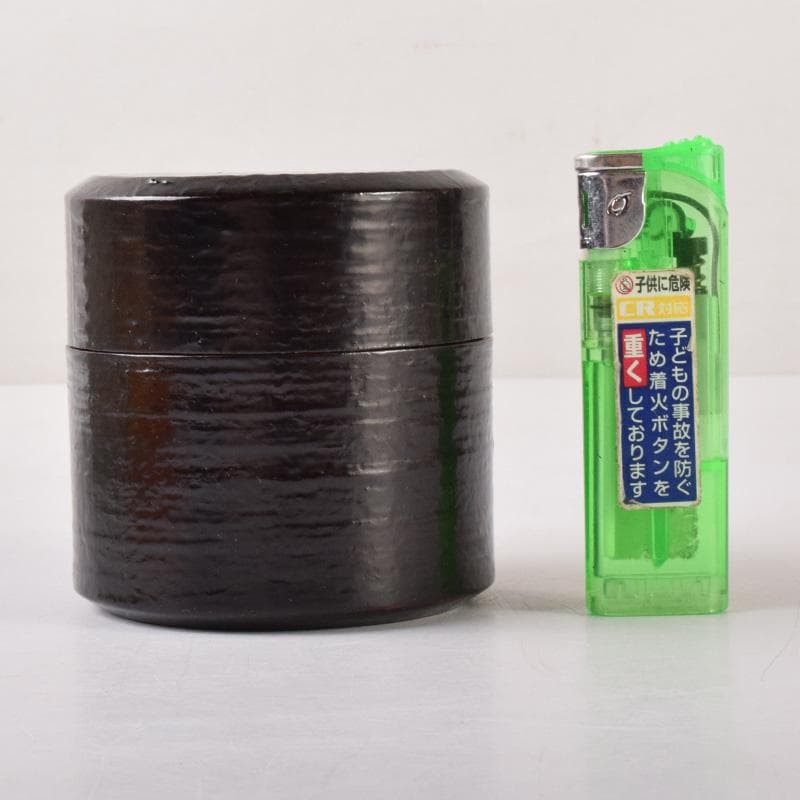 マル　茶道具　山中塗　中村宗悦作　真塗曲　雪吹棗　共布共箱　V　7456