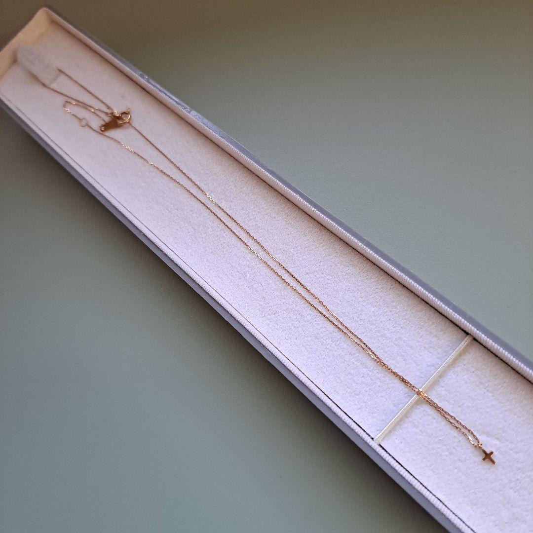 agete　K18ゴールドクロスネックレス