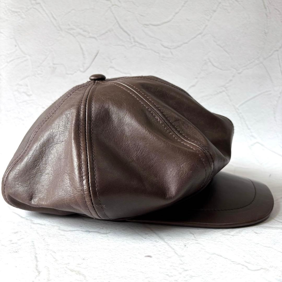 【24AW/美品】ミスターファットマン レザー 帽子 アメカジ ダークブラウン