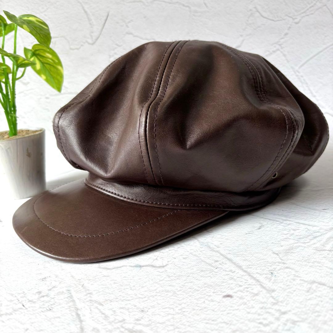 【24AW/美品】ミスターファットマン レザー 帽子 アメカジ ダークブラウン