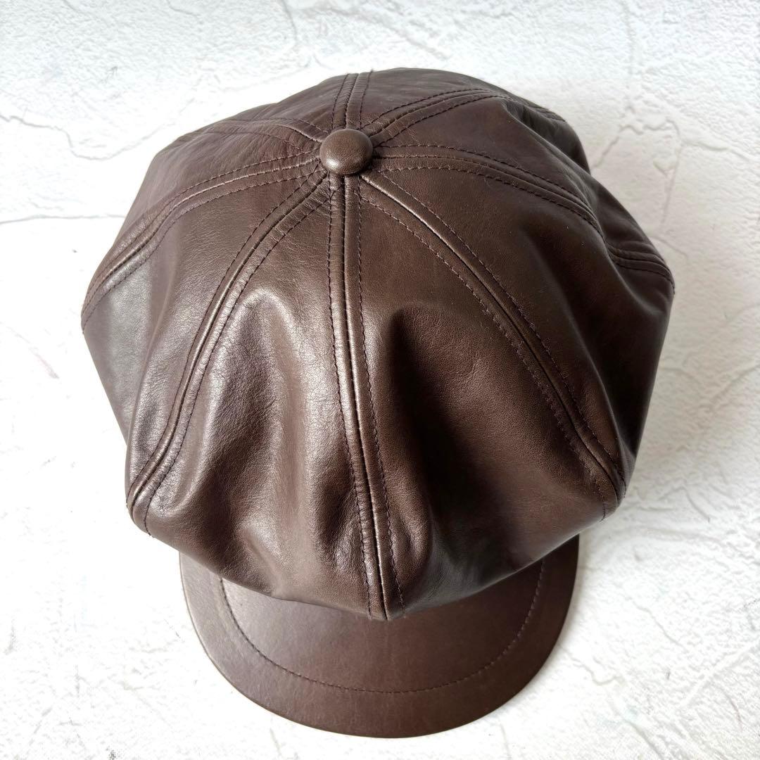 【24AW/美品】ミスターファットマン レザー 帽子 アメカジ ダークブラウン