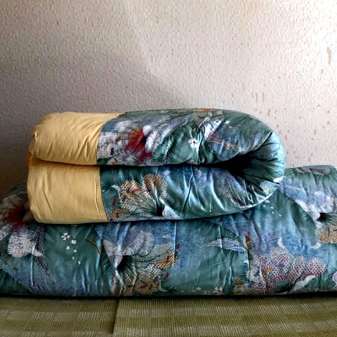 昔ながらの和綿布団(ブルー花柄)