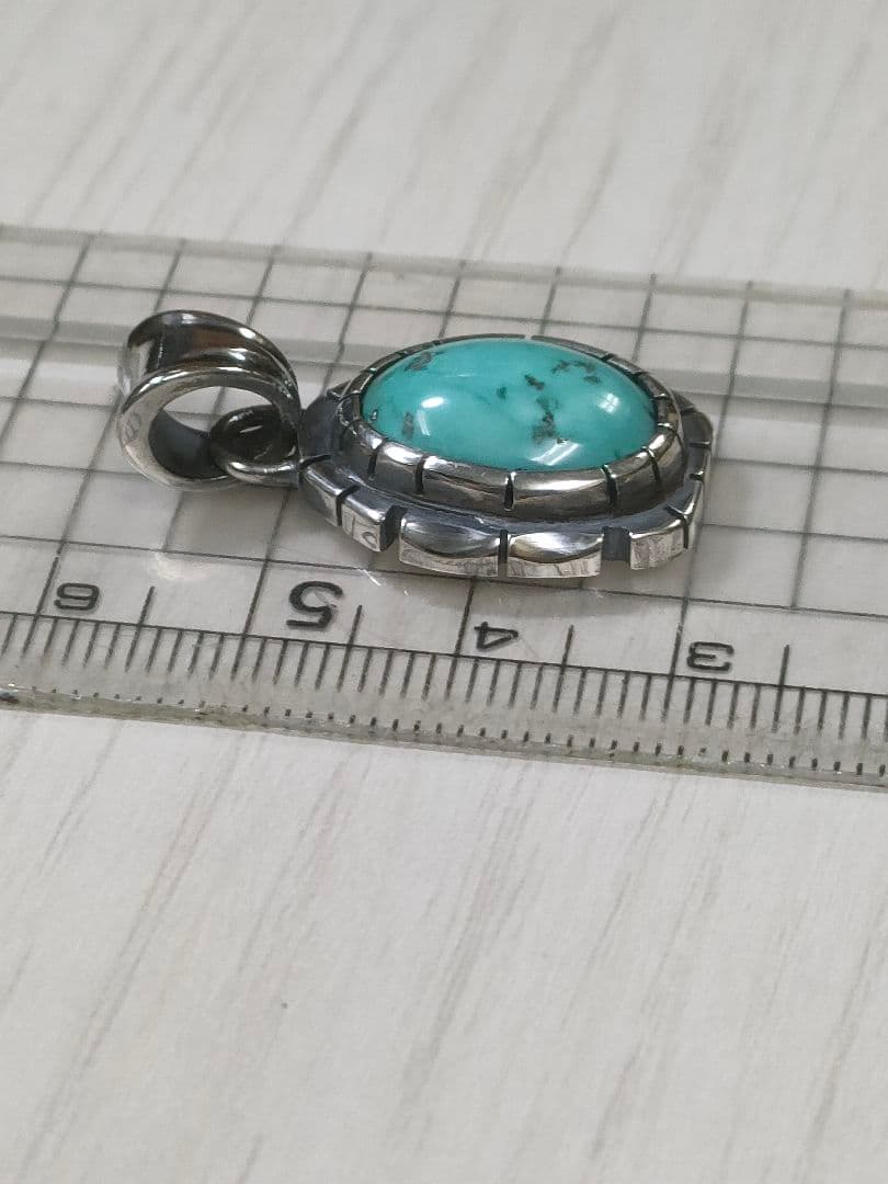 アリゾナモレンシ鉱山ターコイズシルバー925製ナバホスタイルペンダント