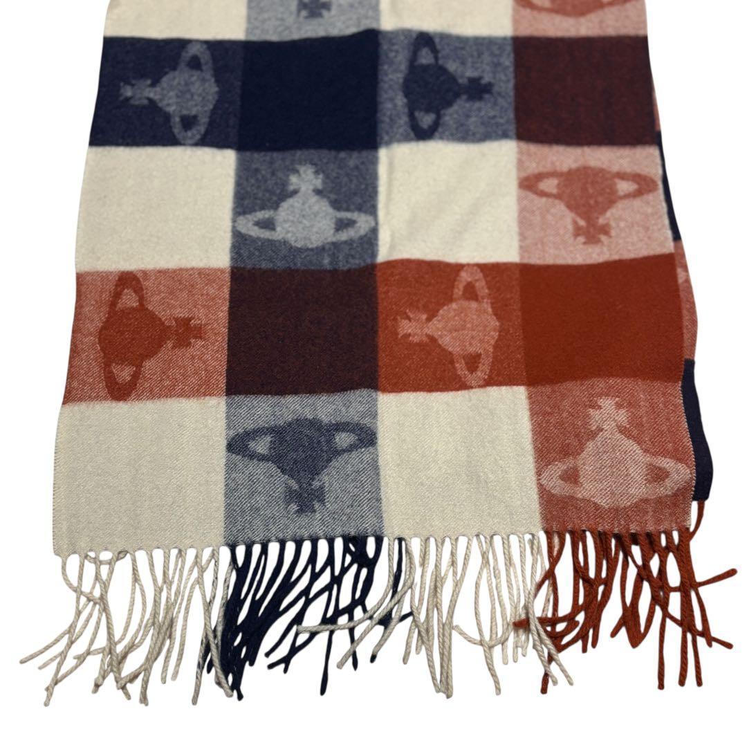 ヴィヴィアンウエストウッド　オーブ　ストール　マフラー　フリンジ　チェック　美品