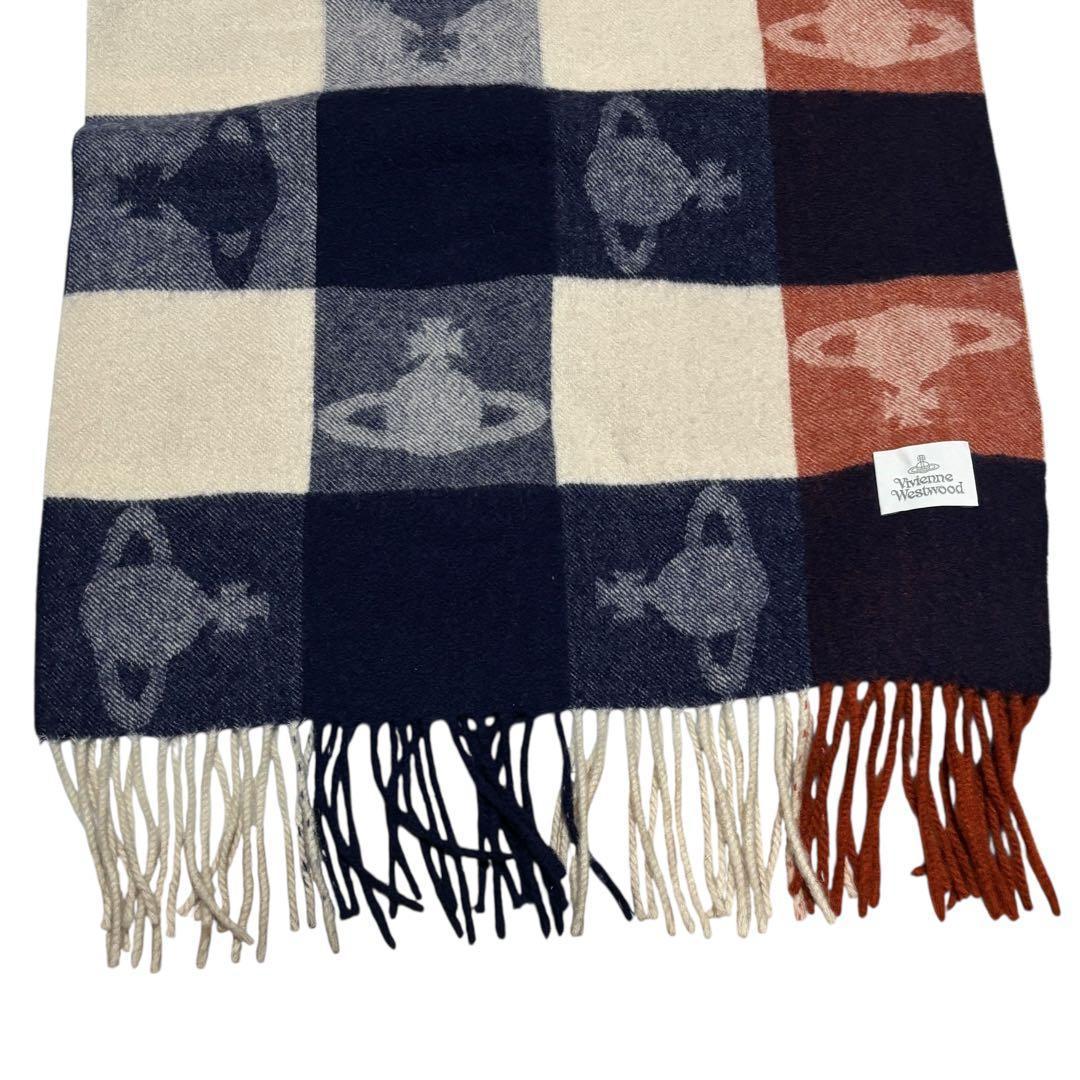 ヴィヴィアンウエストウッド　オーブ　ストール　マフラー　フリンジ　チェック　美品