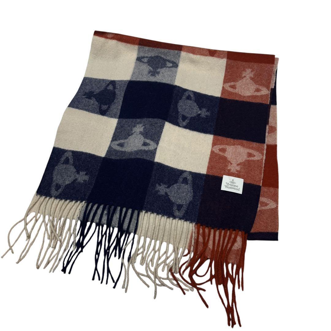 ヴィヴィアンウエストウッド　オーブ　ストール　マフラー　フリンジ　チェック　美品