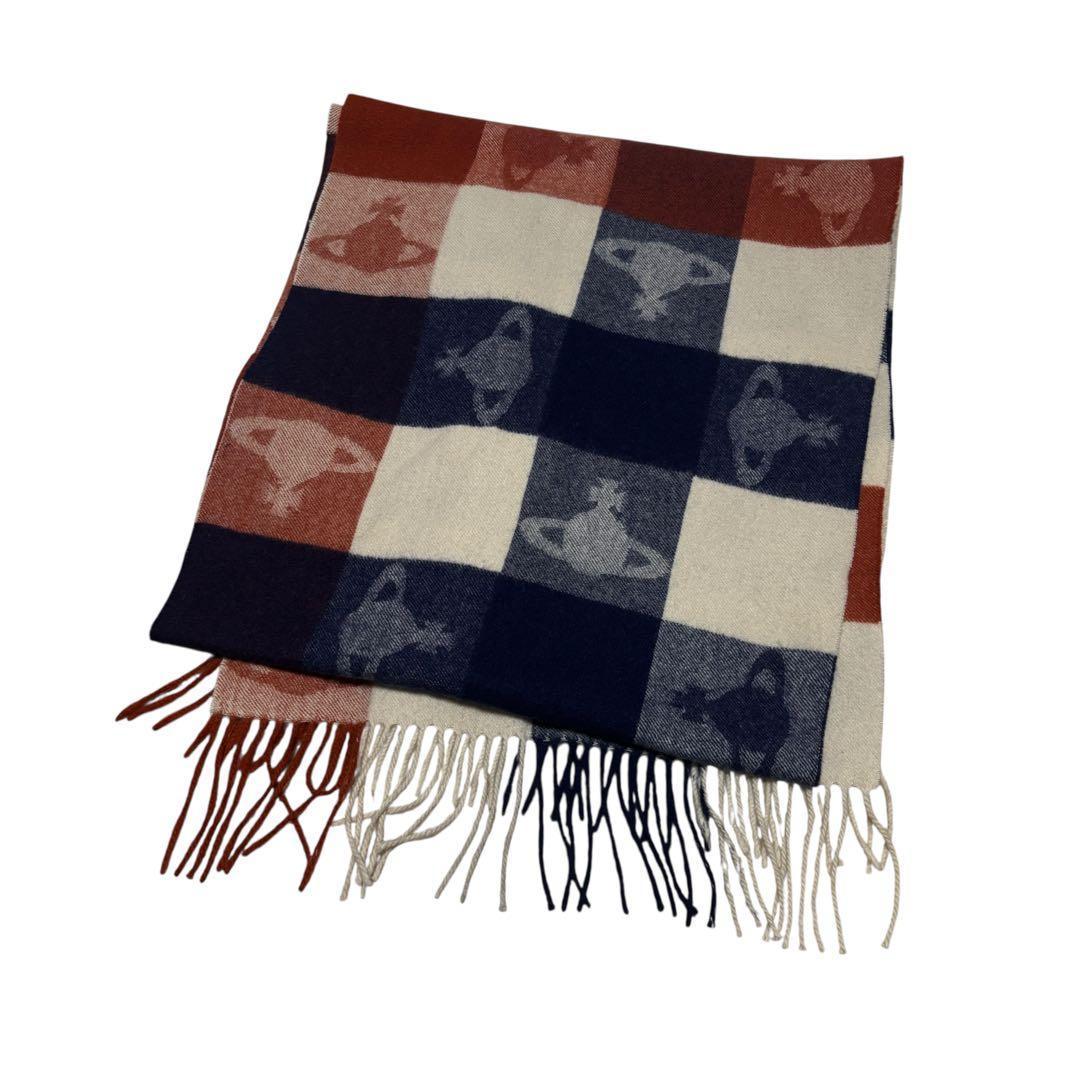 ヴィヴィアンウエストウッド　オーブ　ストール　マフラー　フリンジ　チェック　美品