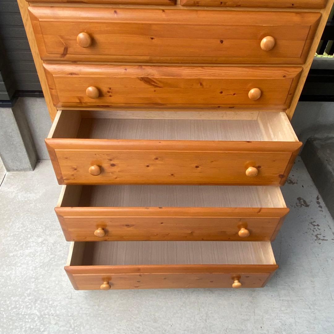 自宅保管 6段ハイチェスト パイン材 横幅90cm 奥行45cm 高さ140cm