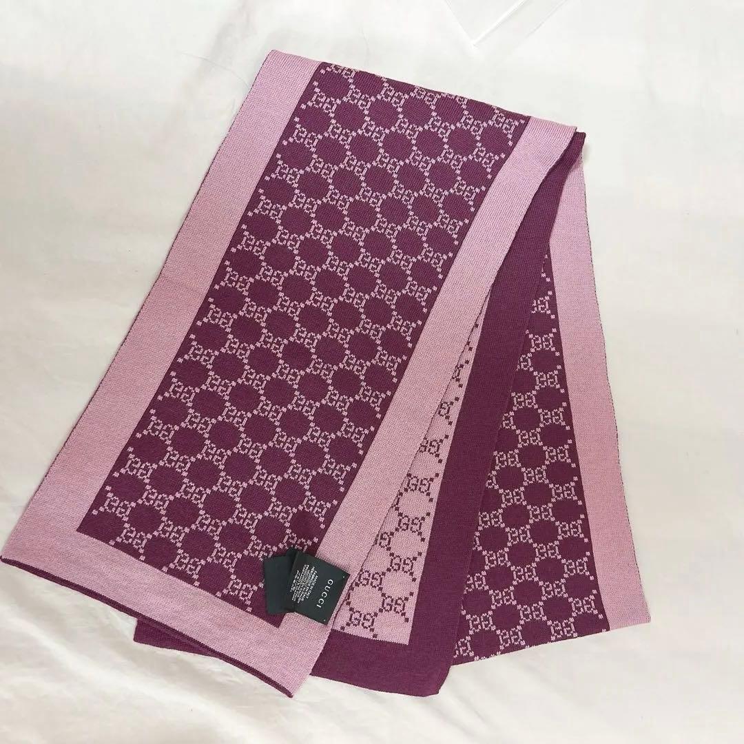 GUCCI マフラー GG柄 ピンクパープル