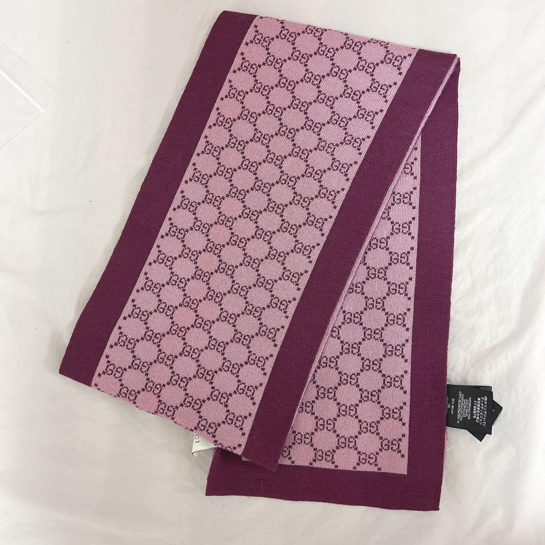 GUCCI マフラー GG柄 ピンクパープル