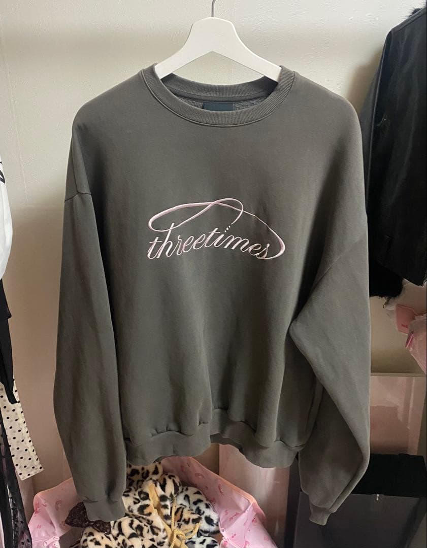 threetimes スウェット　チャコール　シズニルック　韓国