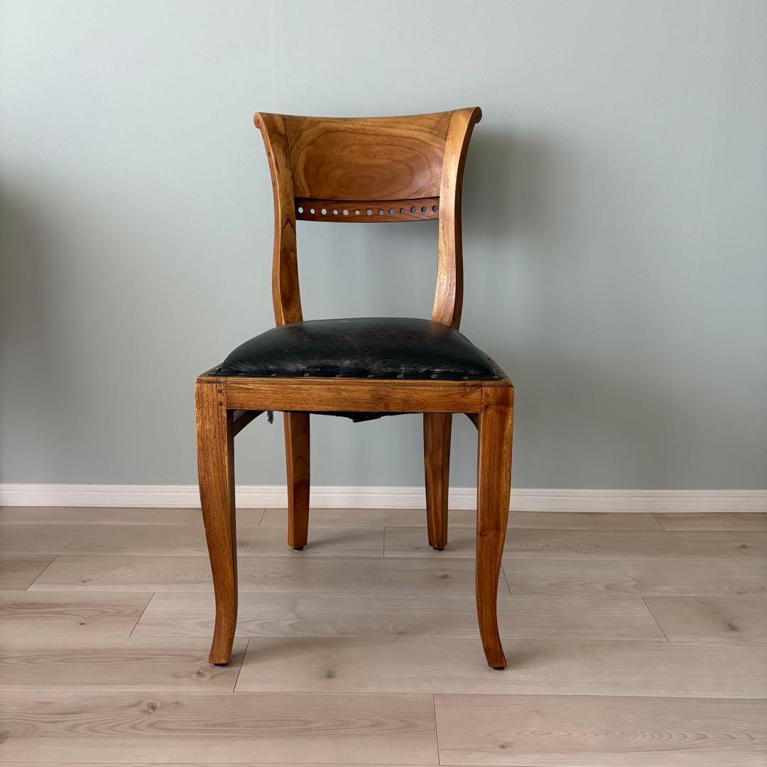 【難あり】ダイニングチェア カリッジマーケット チーク材 イタリーノアーム　1脚