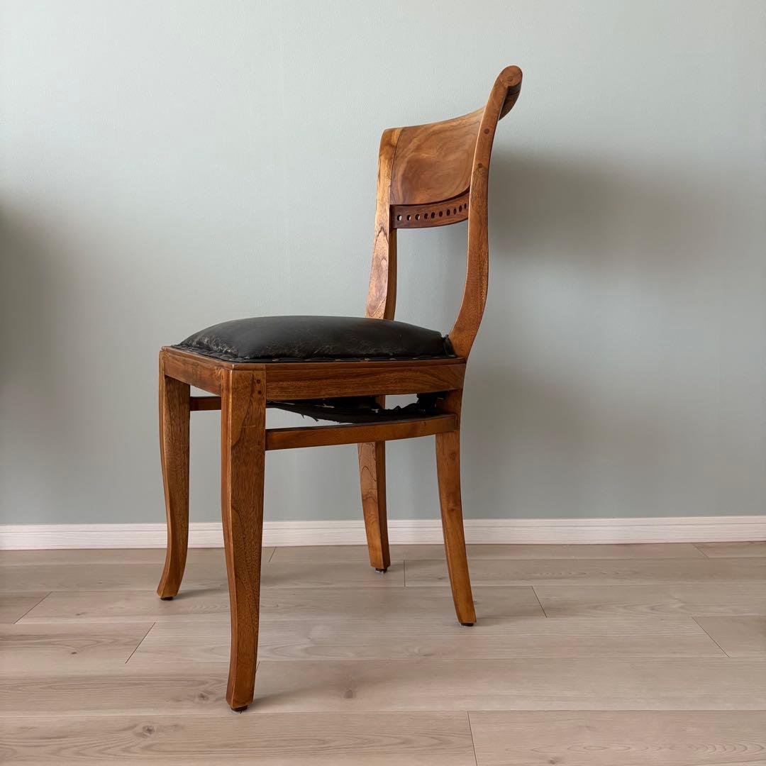 【難あり】ダイニングチェア カリッジマーケット チーク材 イタリーノアーム　1脚