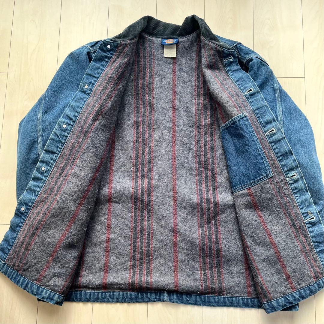 90s Dickies カバーオール デニム コーデュロイ衿 ブランケット裏地