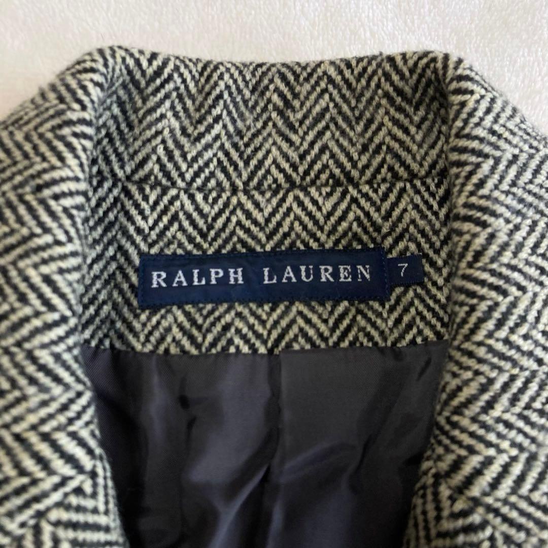 美品 ラルフローレン ヘリンボーン カシミヤツイード テーラードジャケット 黒