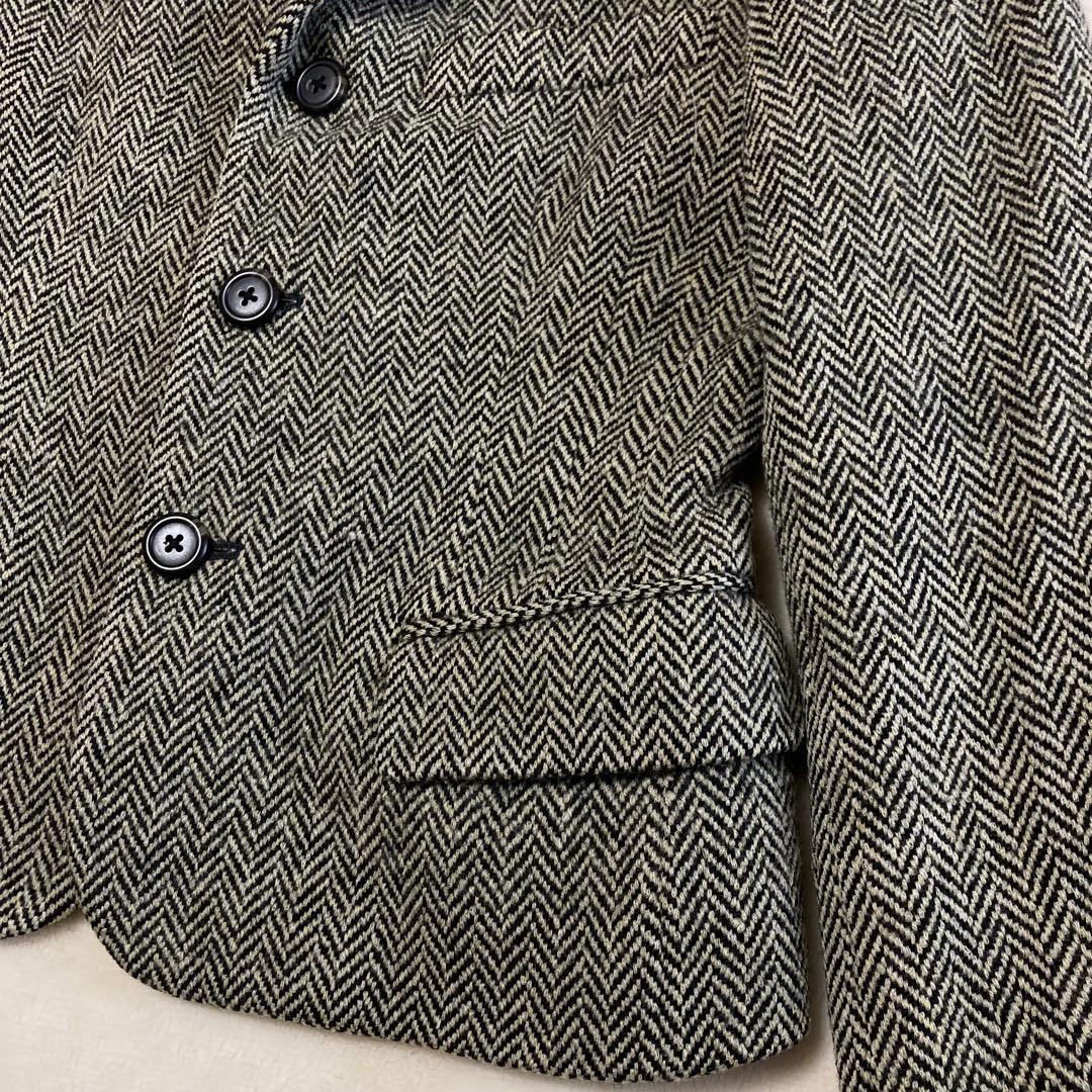 美品 ラルフローレン ヘリンボーン カシミヤツイード テーラードジャケット 黒