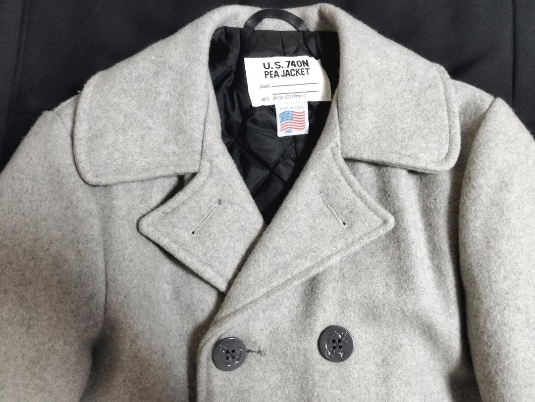 Schott ショット 740N ダブルピーコートUSA製 メルトン グレー
