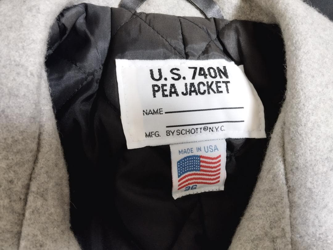 Schott ショット 740N ダブルピーコートUSA製 メルトン グレー