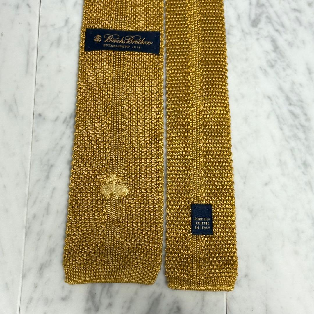 Brooks Brothers ネクタイ スクエア ゴールド系 ロゴ柄