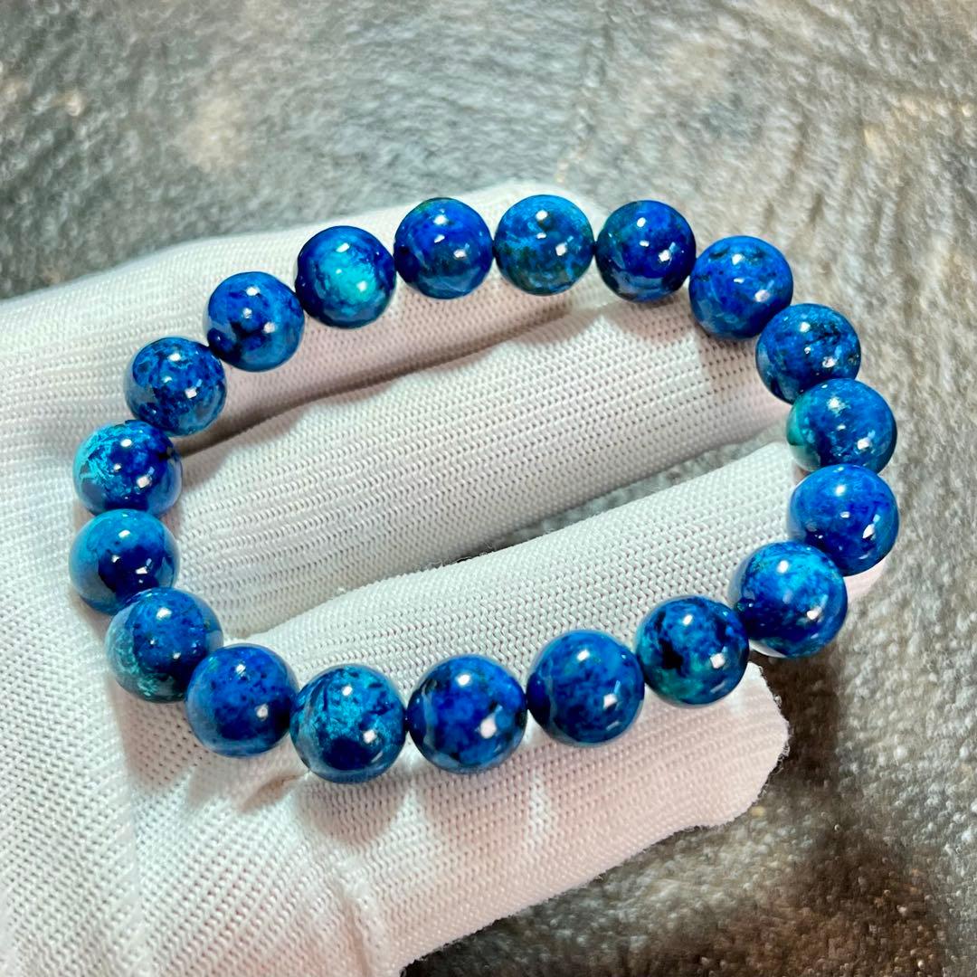 【希少】シャッタカイト(クリソコラ) ブレスレット 幸運 繁栄　5