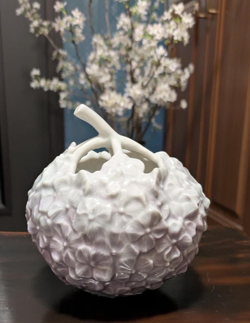  ロイヤルコペンハーゲン 淡い紫色のアジサイ花器