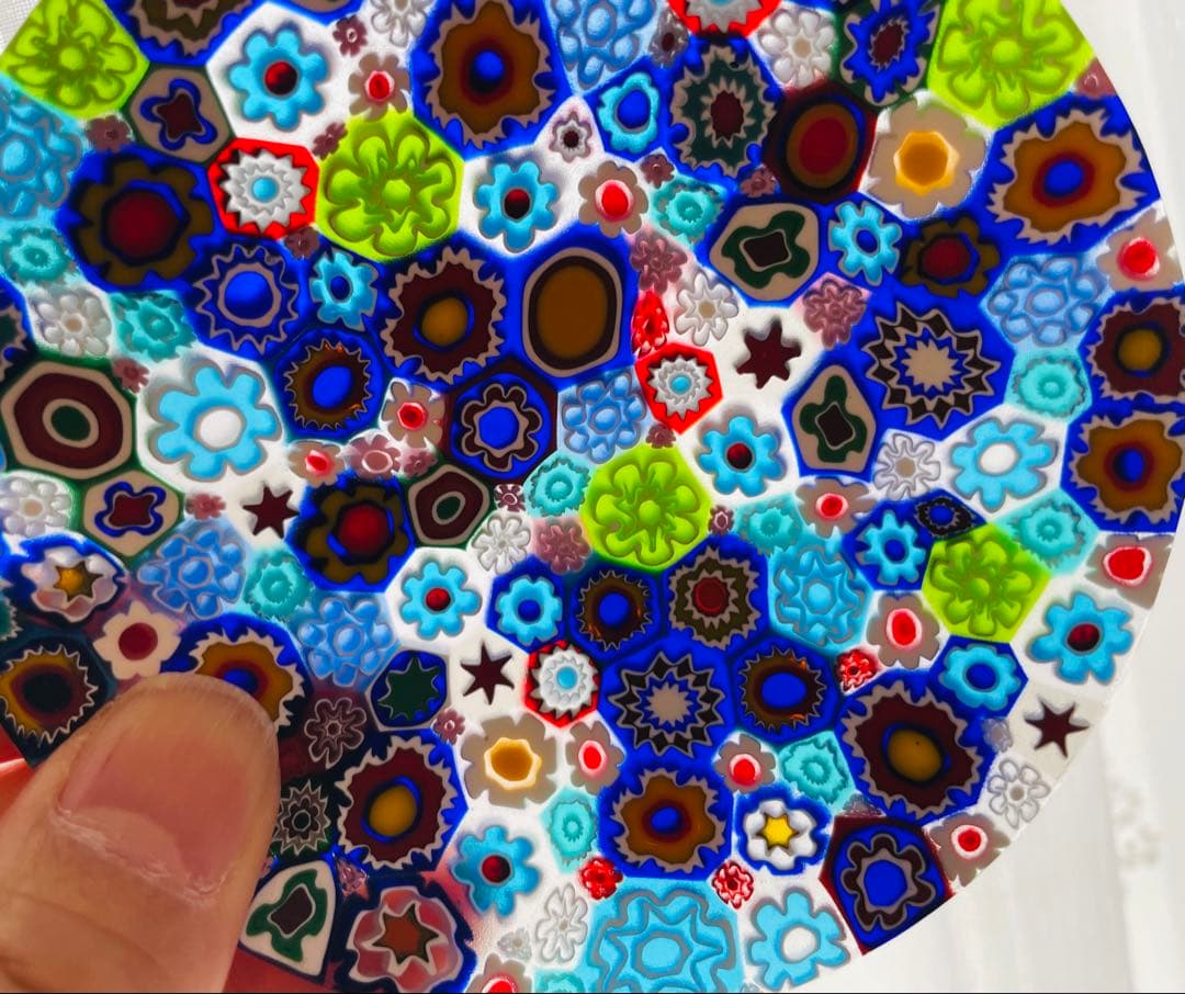 【未使用】ベネチアンガラス 中皿ミルフィオリ φ108 ハンドメイド