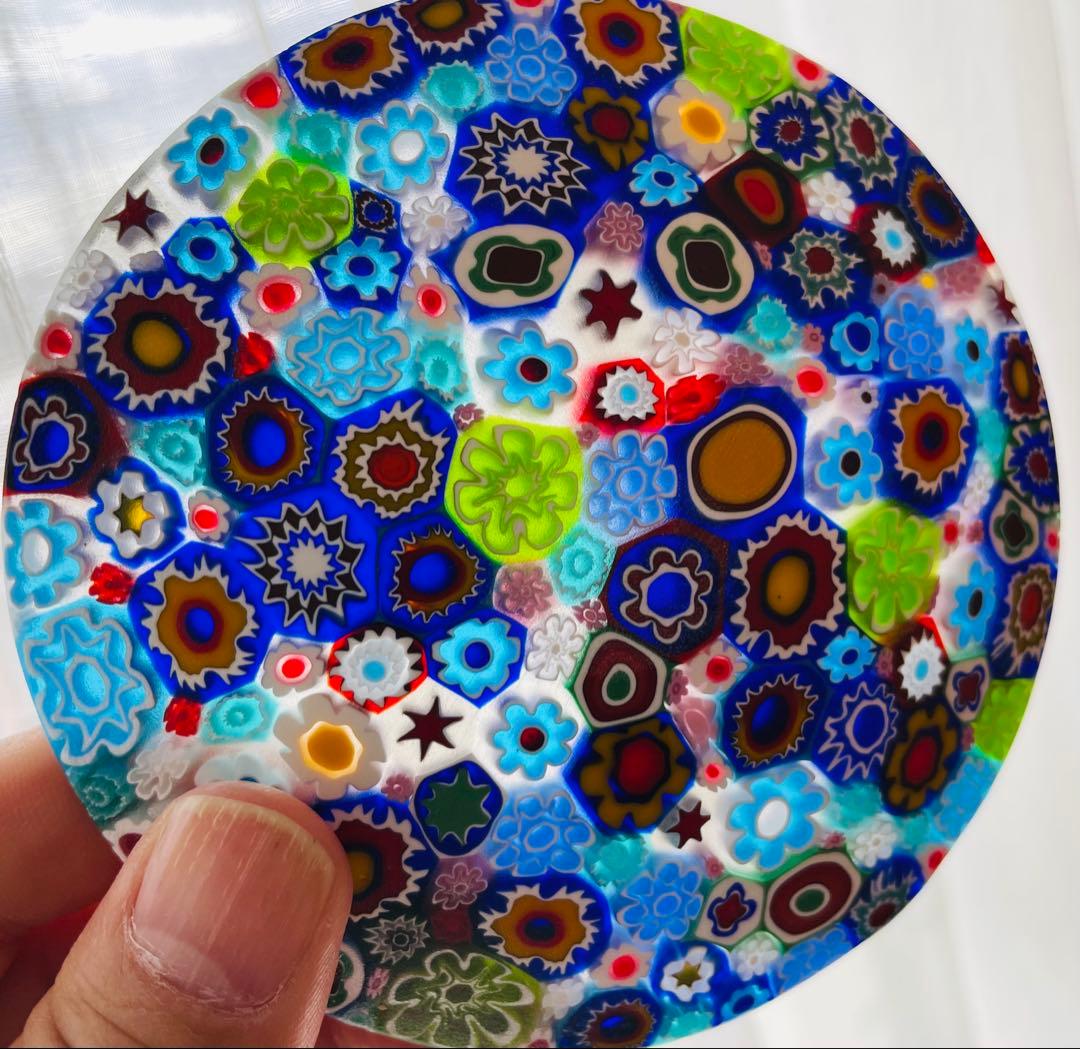 【未使用】ベネチアンガラス 中皿ミルフィオリ φ108 ハンドメイド