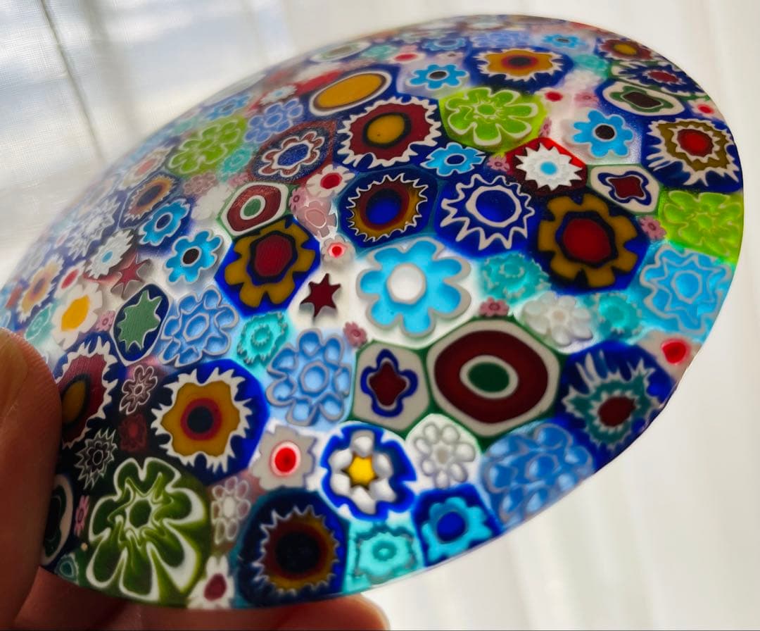 【未使用】ベネチアンガラス 中皿ミルフィオリ φ108 ハンドメイド