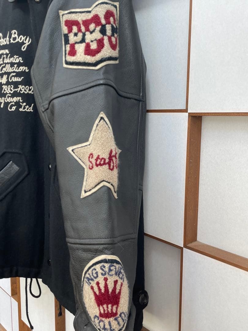 美品 POSH BOY ポッシュボーイ スタジャン80s バックロゴ 袖革
