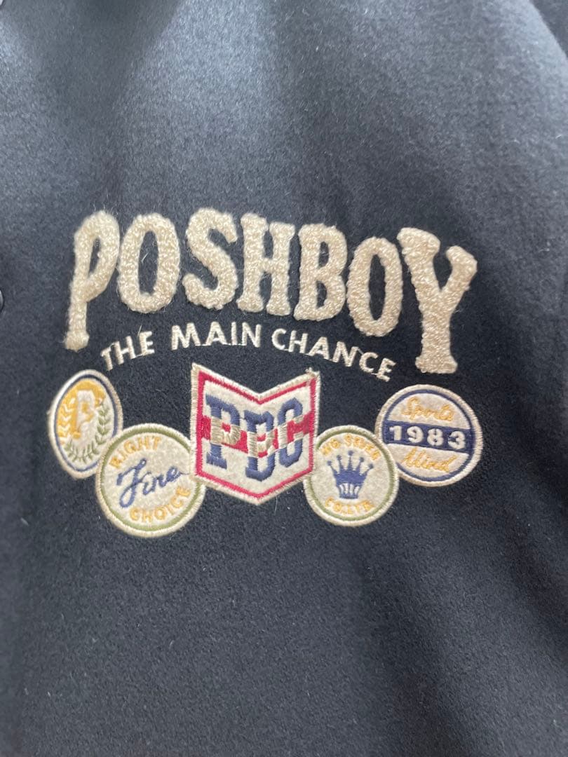 美品 POSH BOY ポッシュボーイ スタジャン80s バックロゴ 袖革