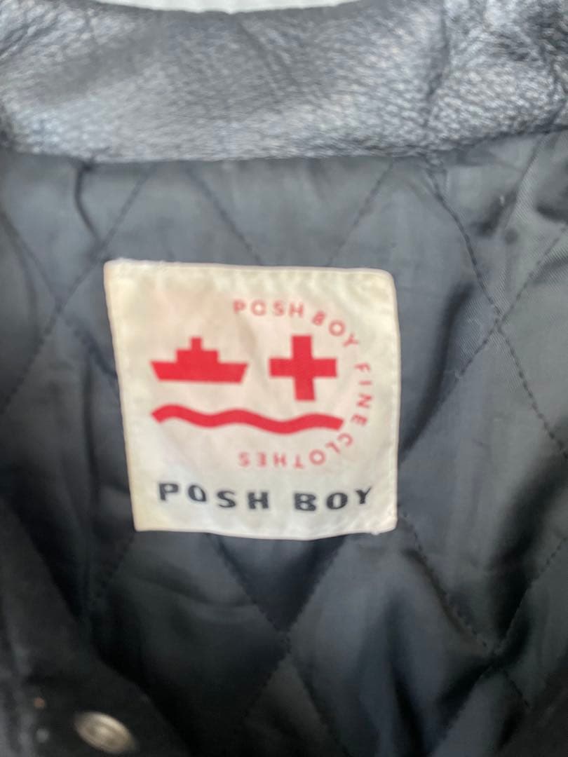 美品 POSH BOY ポッシュボーイ スタジャン80s バックロゴ 袖革