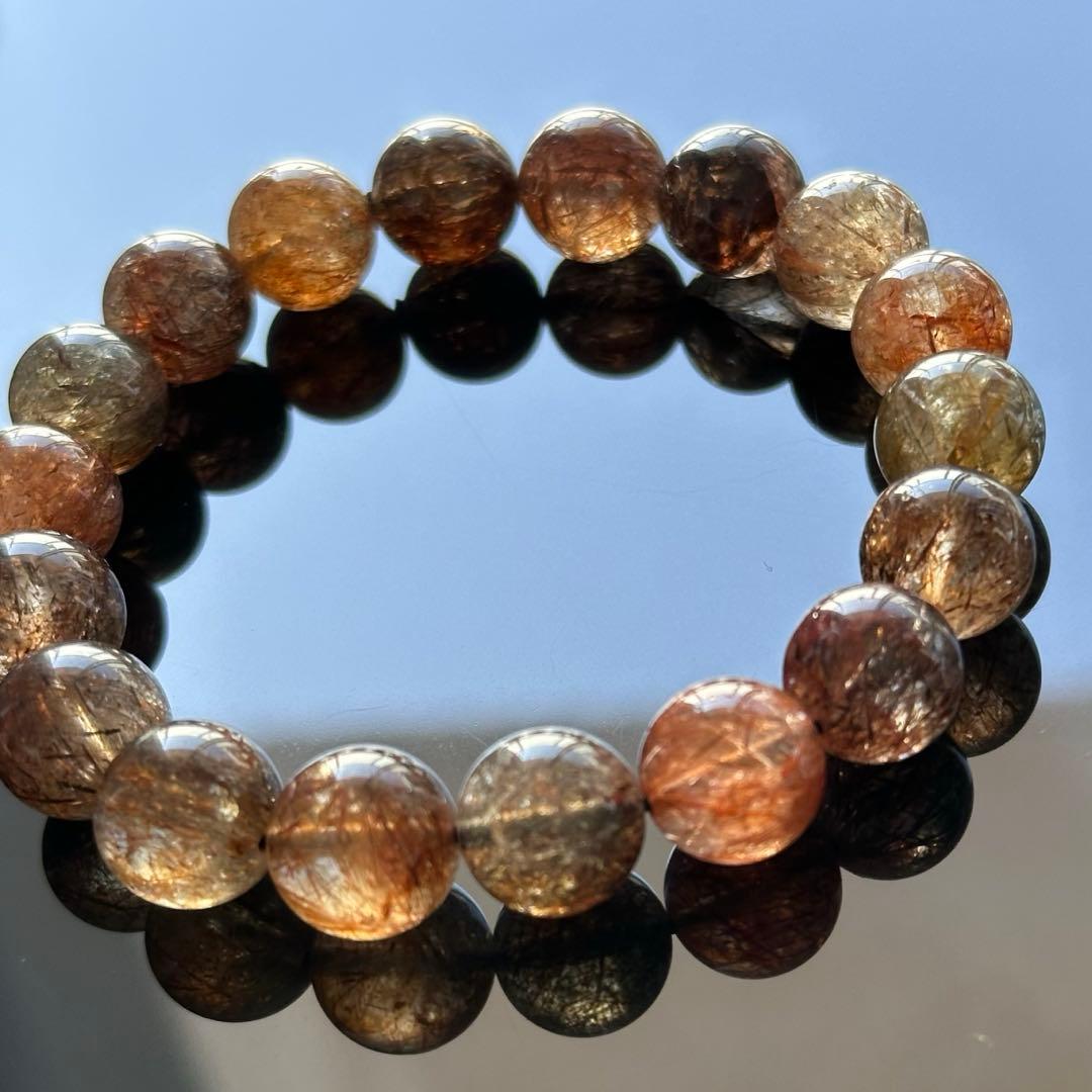 高品質 希少 一点物 スーパーセブン ルチル ブレスレット 11.5mm 金運