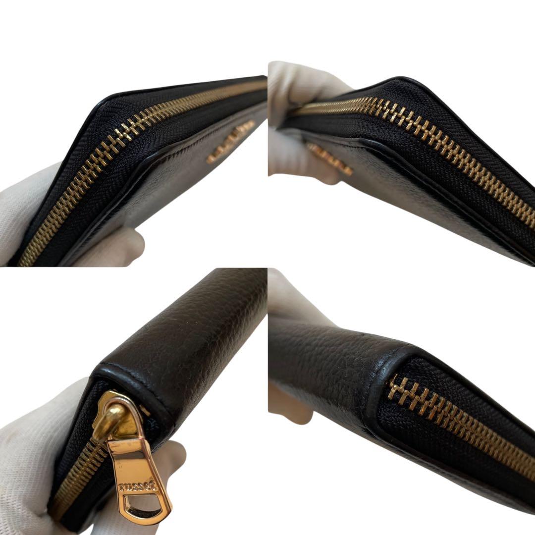 美品 ラシット 長財布 モノグラムプレート ラウンドジップ ウォレット