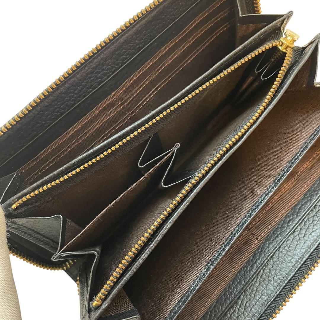 美品 ラシット 長財布 モノグラムプレート ラウンドジップ ウォレット