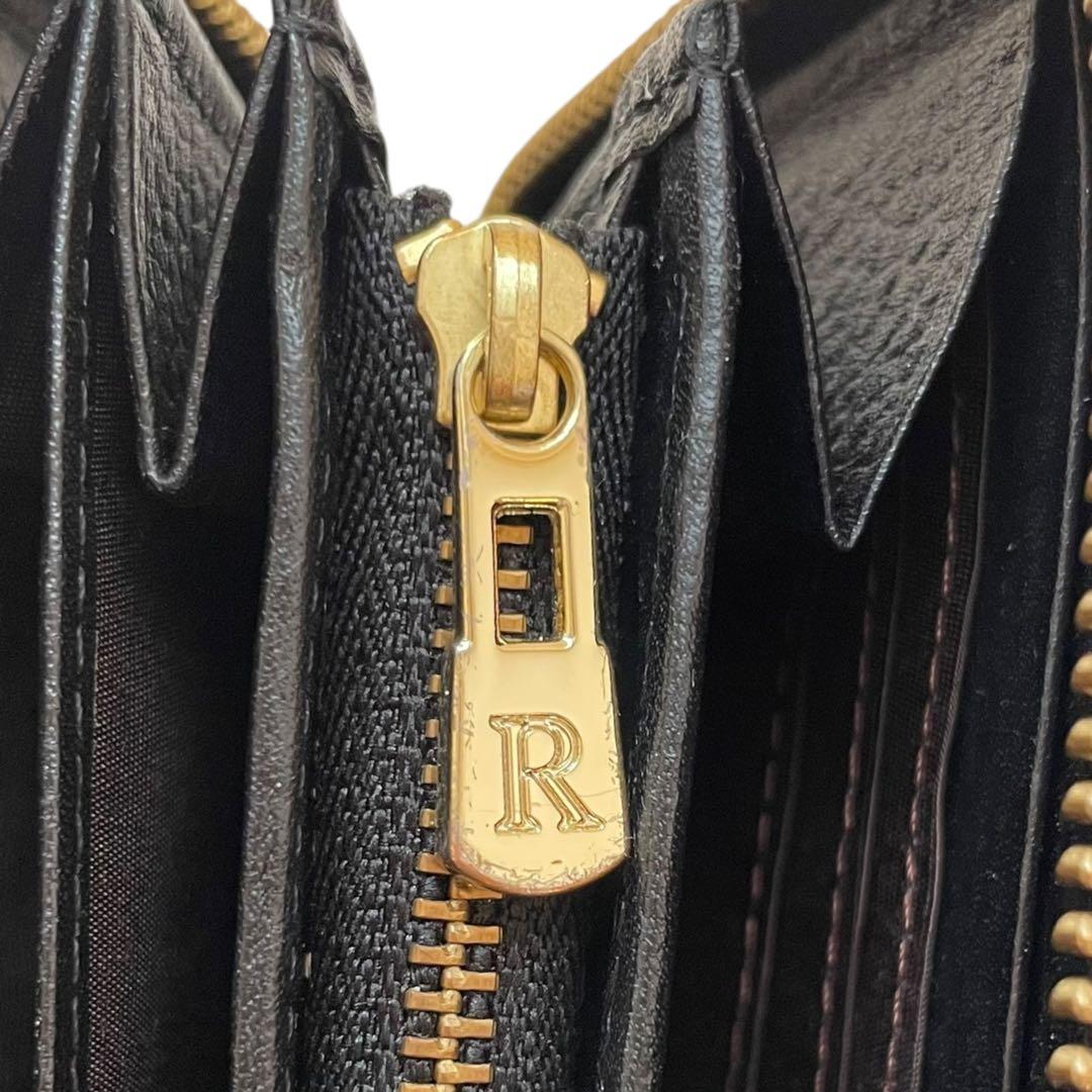 美品 ラシット 長財布 モノグラムプレート ラウンドジップ ウォレット