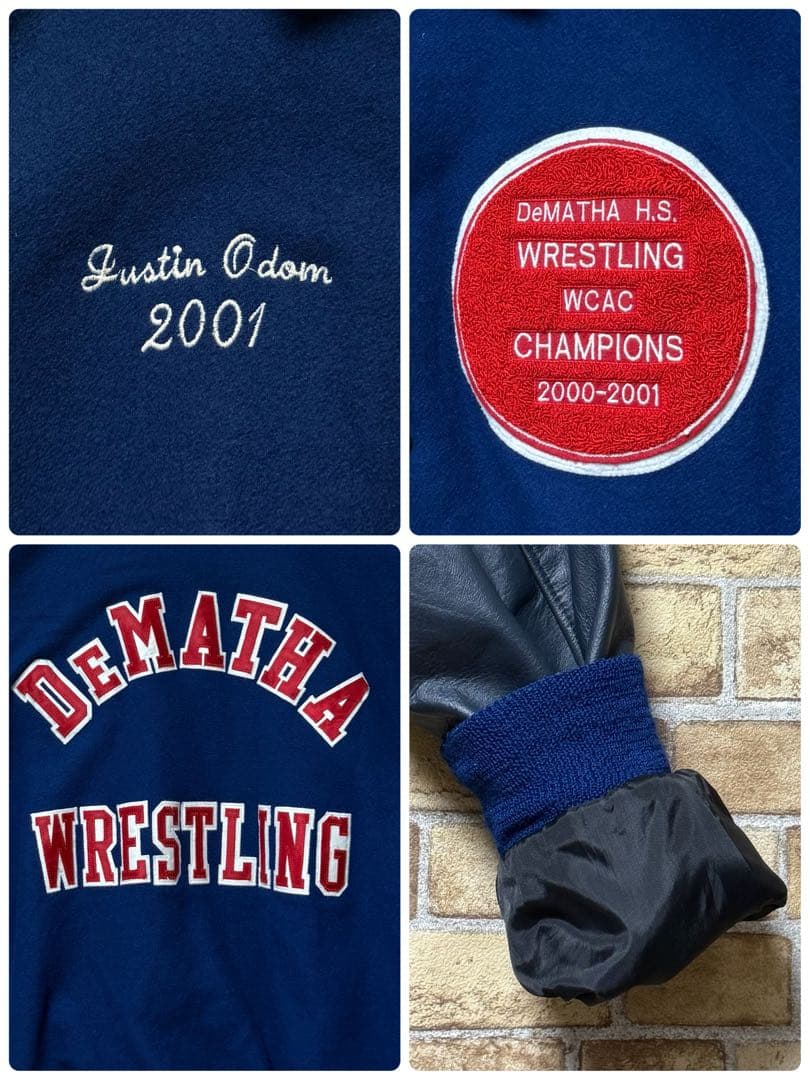 NEFF　ネフ　USA製　袖革ウールスタジャン　レザー　ビッグシルエット3XL.