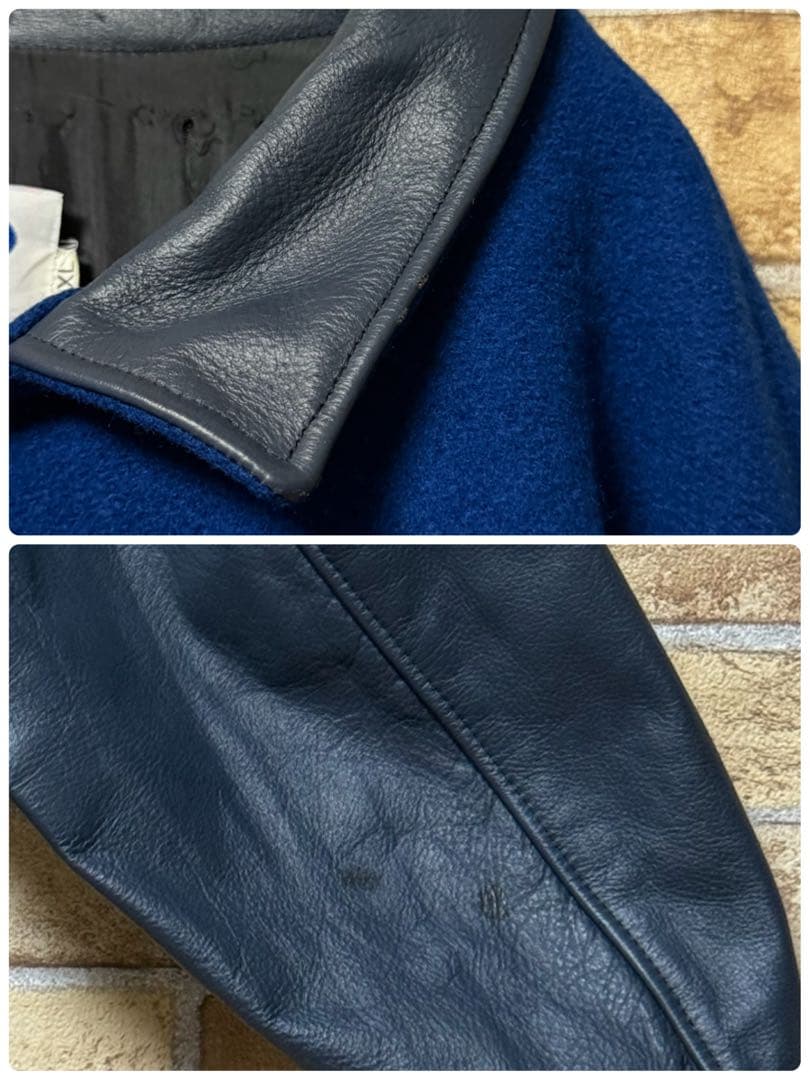 NEFF　ネフ　USA製　袖革ウールスタジャン　レザー　ビッグシルエット3XL.