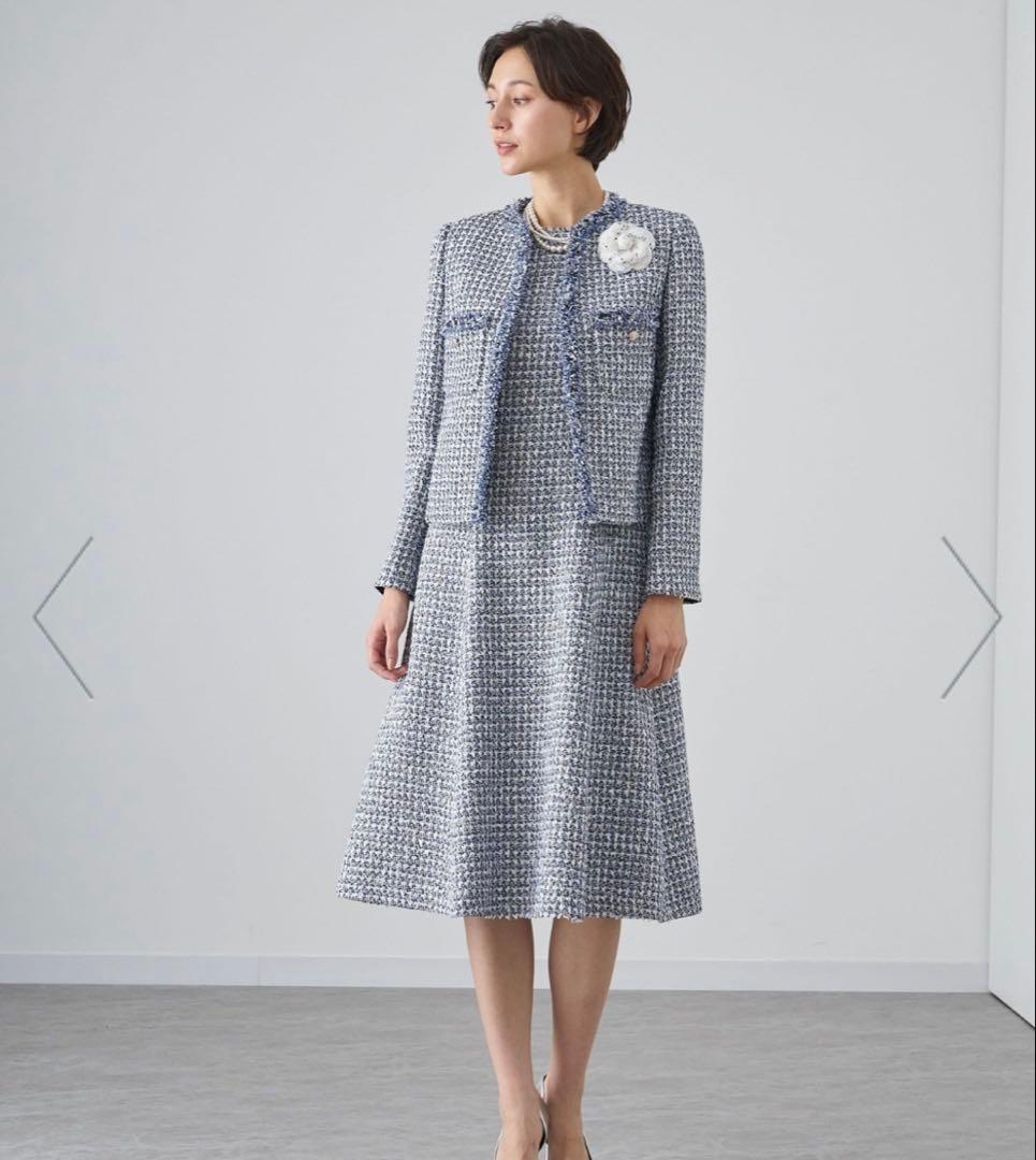 ANAYI Eternal Lineミックスツイードノーカラー ジャケット