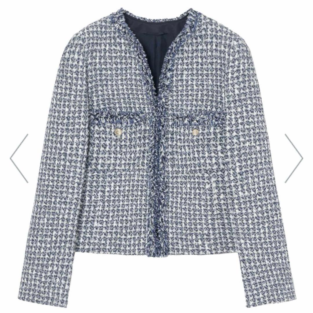 ANAYI Eternal Lineミックスツイードノーカラー ジャケット