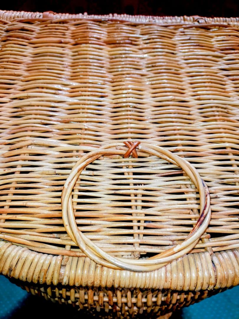アンティーク ラタン 籐 キャリーバスケット キャリーバッグ カート