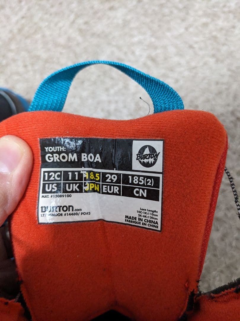 バートンキッズ　スノーボードセット　90センチ　18.5センチ