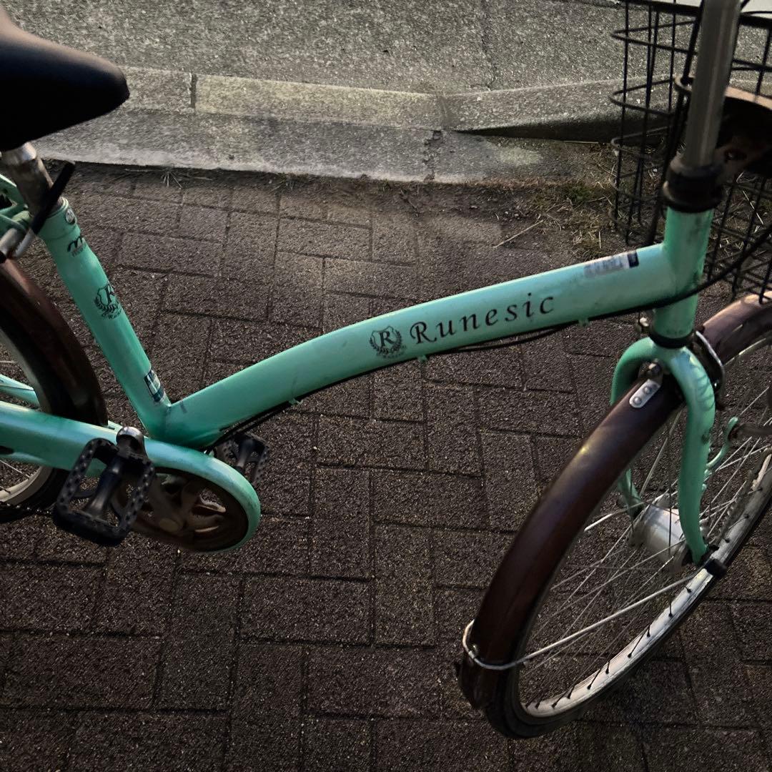 【直接の引き渡し】26インチミントグリーン 前面バスケット付き