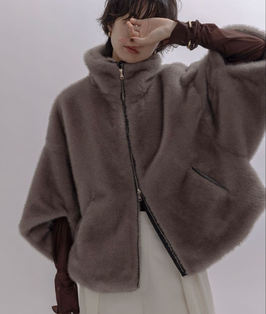 新品 エイミーロウEimee Lawミンクファー スタンドネックショートコート