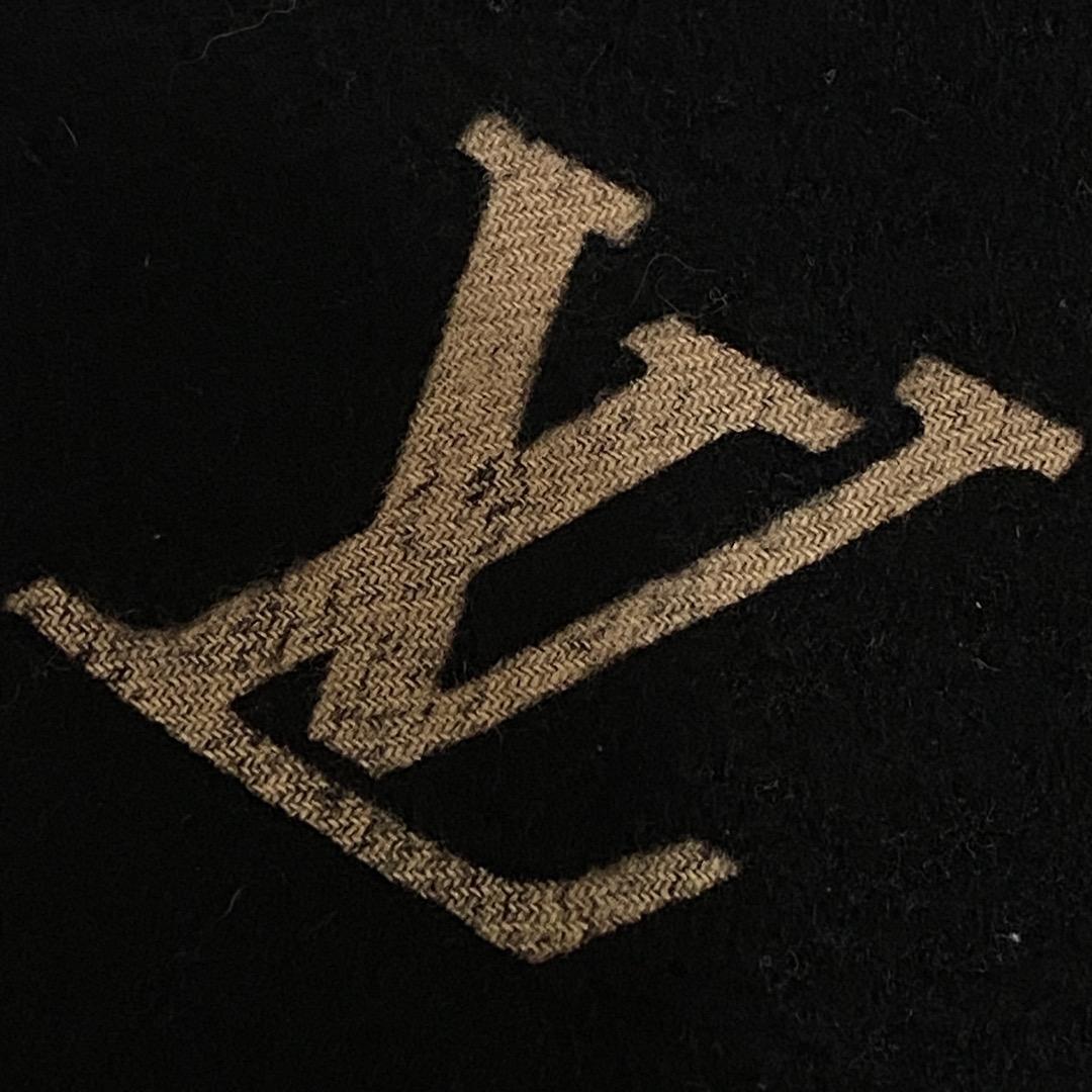 正規品 本物 ルイヴィトン マフラー LVロゴ カシミヤ100% ブラック