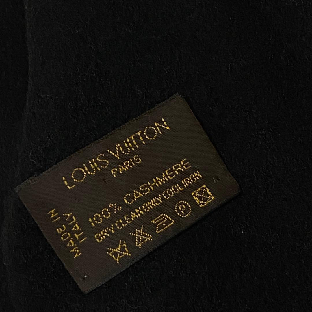 正規品 本物 ルイヴィトン マフラー LVロゴ カシミヤ100% ブラック