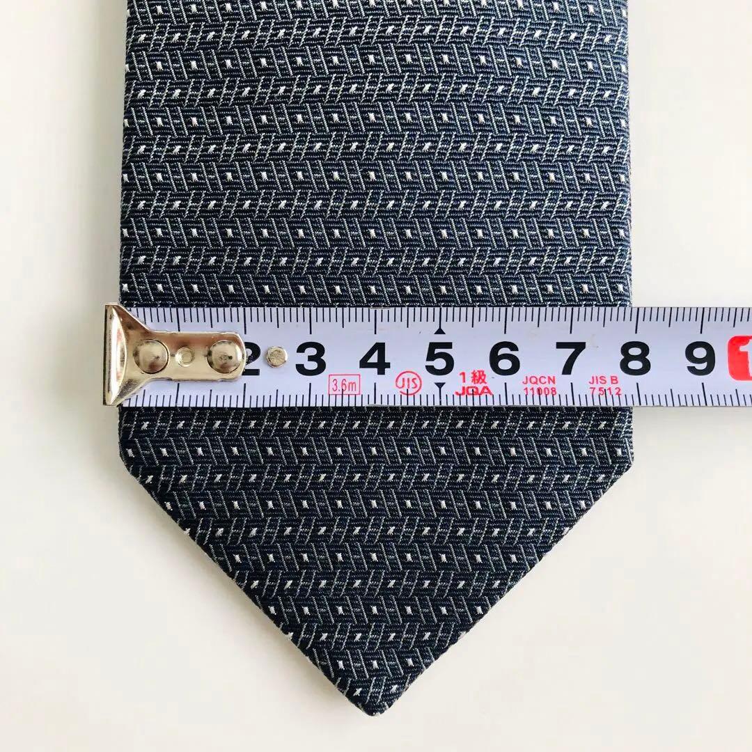 HERMES ネクタイ 紋章柄 ブルーグレー