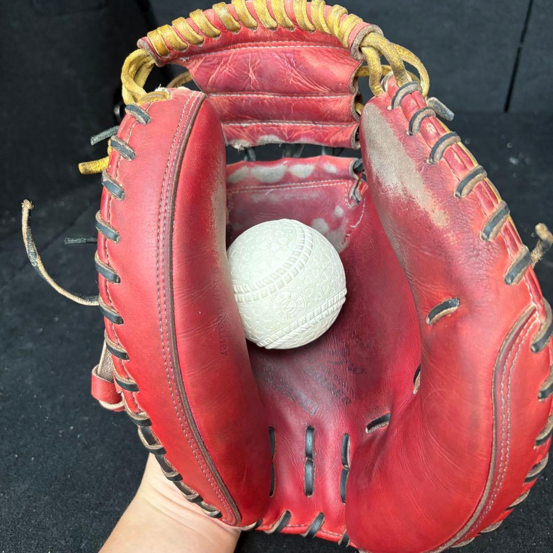 【送料無料】硬式グローブ　ミズノ　キャッチャーミット　レッド　軟式グローブ　赤