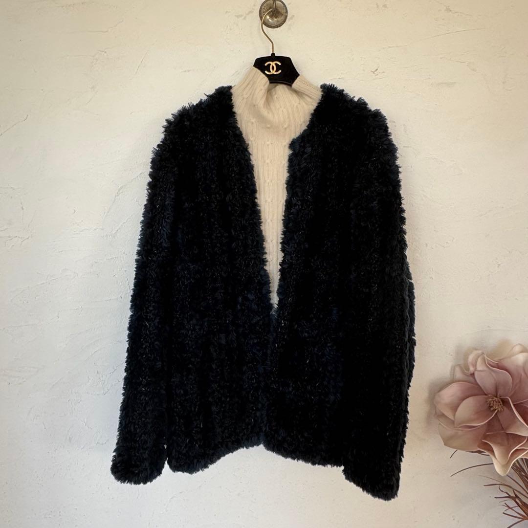 ふわふわ❤️ミンクファー&ラムファーのヤーンニット　ジャケットコート