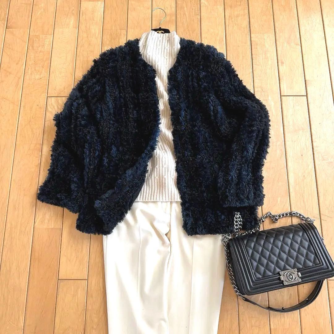 ふわふわ❤️ミンクファー&ラムファーのヤーンニット　ジャケットコート